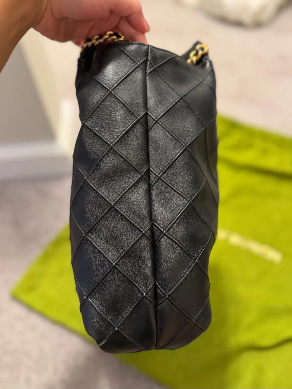 Tory Burch Black Fleming Quilted Leather Hobo Bag